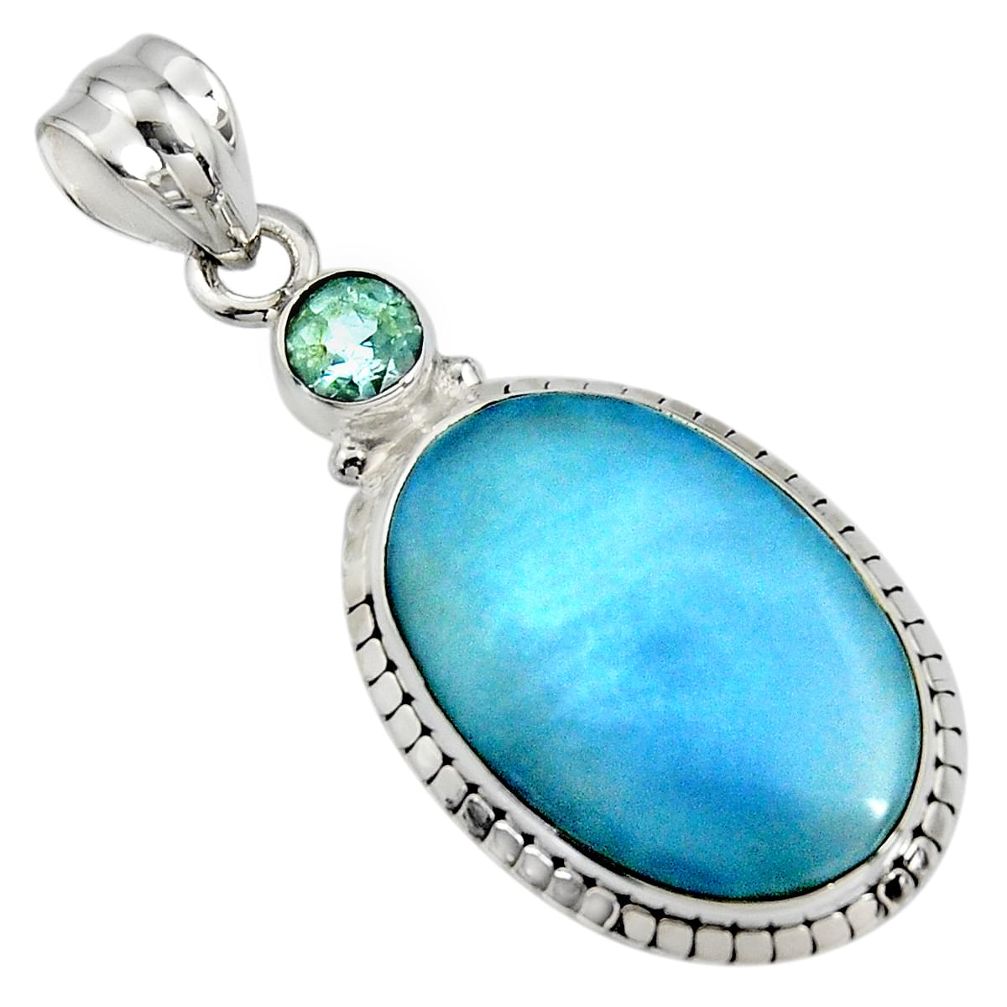 14.47cts natural blue owyhee opal topaz 925 sterling silver pendant r7983