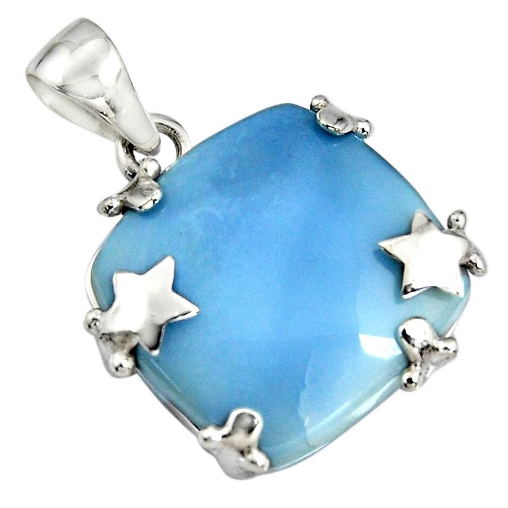 18.98cts natural blue owyhee opal 925 sterling silver star pendant jewelry r7991