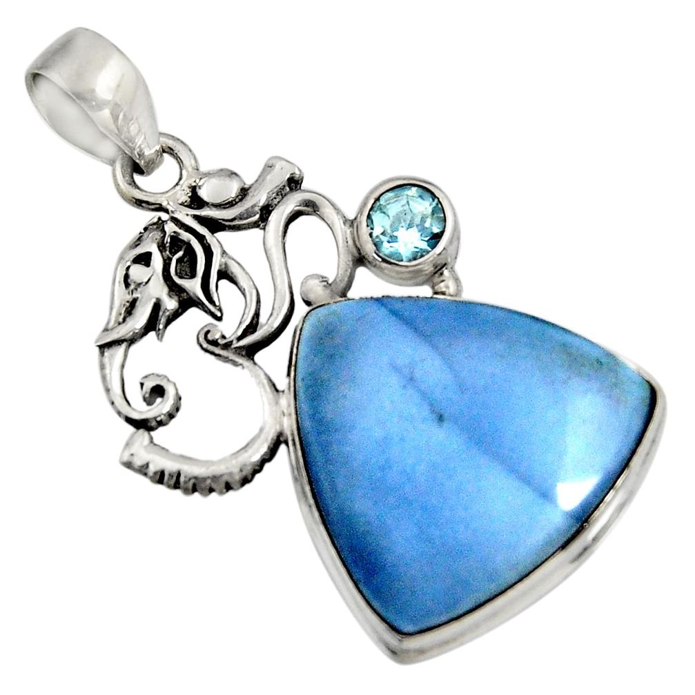 925 silver 16.70cts natural blue owyhee opal topaz om symbol pendant r7992