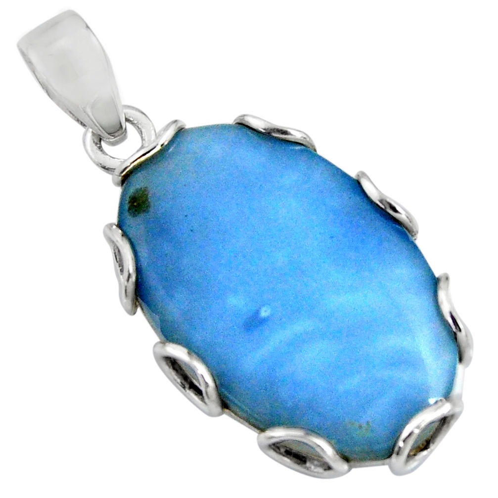 15.68cts natural blue owyhee opal 925 sterling silver pendant jewelry r8002