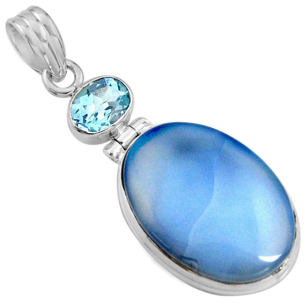925 sterling silver 16.20cts natural blue owyhee opal topaz pendant r8004