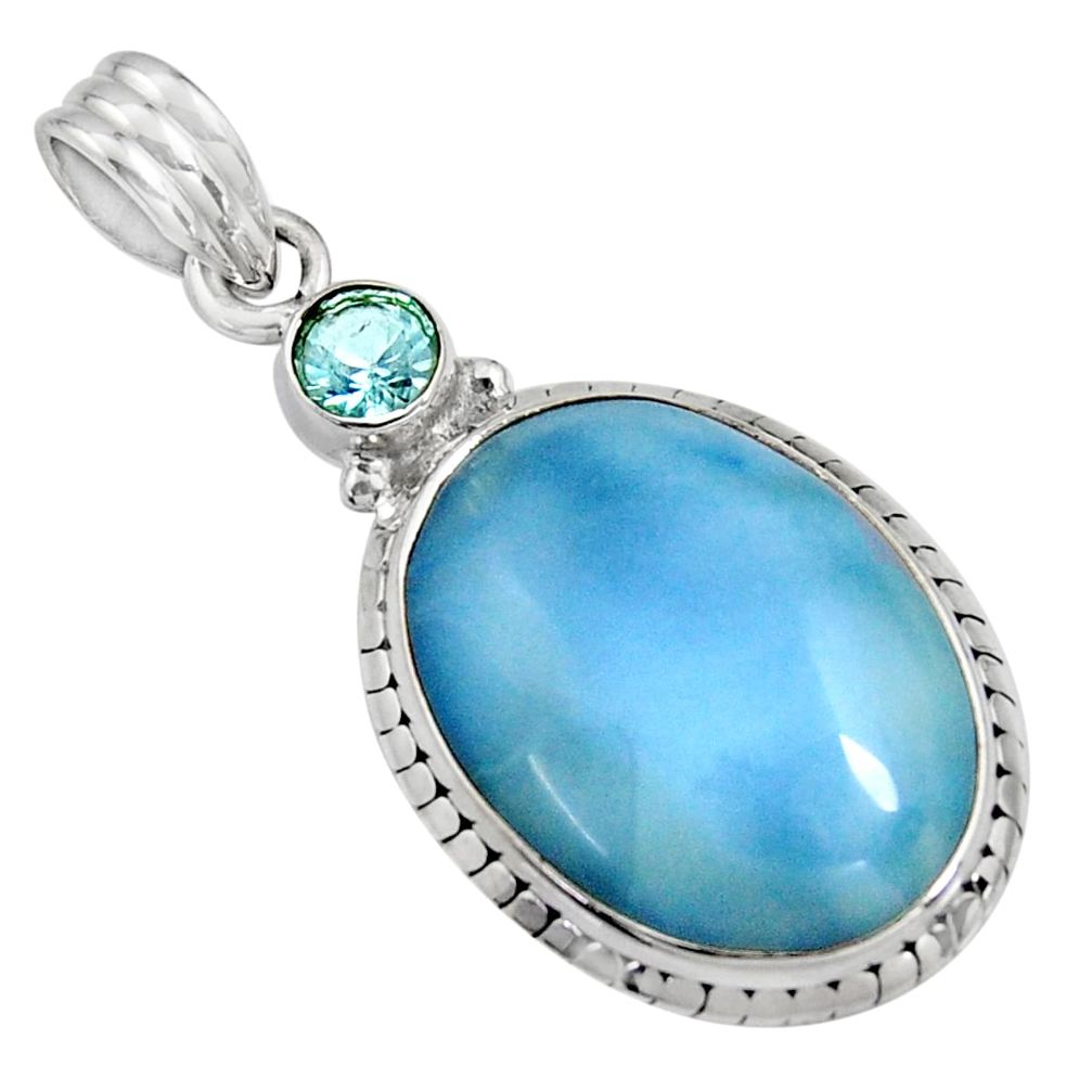 16.20cts natural blue owyhee opal topaz 925 sterling silver pendant r8008