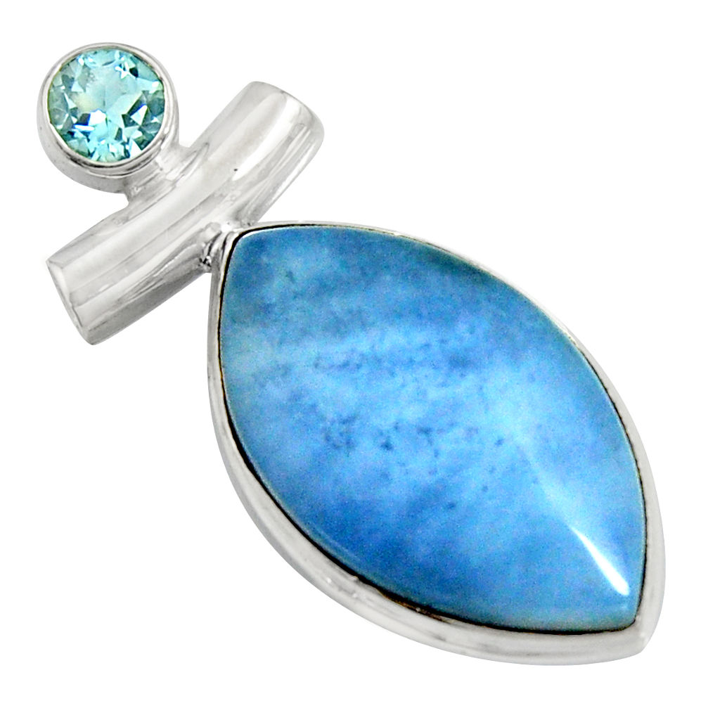 925 sterling silver 15.65cts natural blue owyhee opal topaz pendant r8009