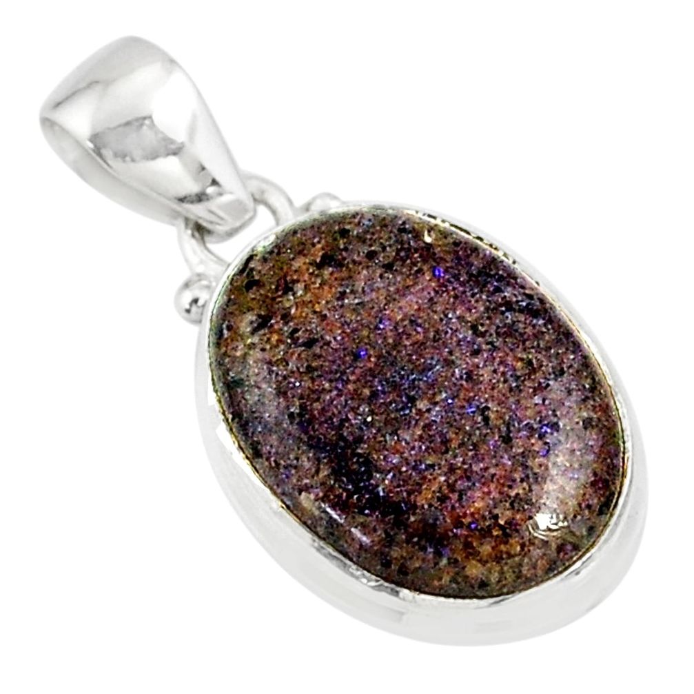 925 silver 9.72cts natural black honduran matrix opal oval shape pendant r80347