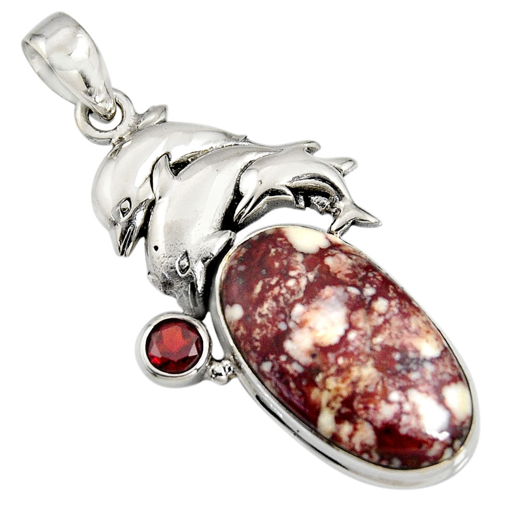 25.05cts natural bronze wild horse magnesite 925 silver dolphin pendant r8050