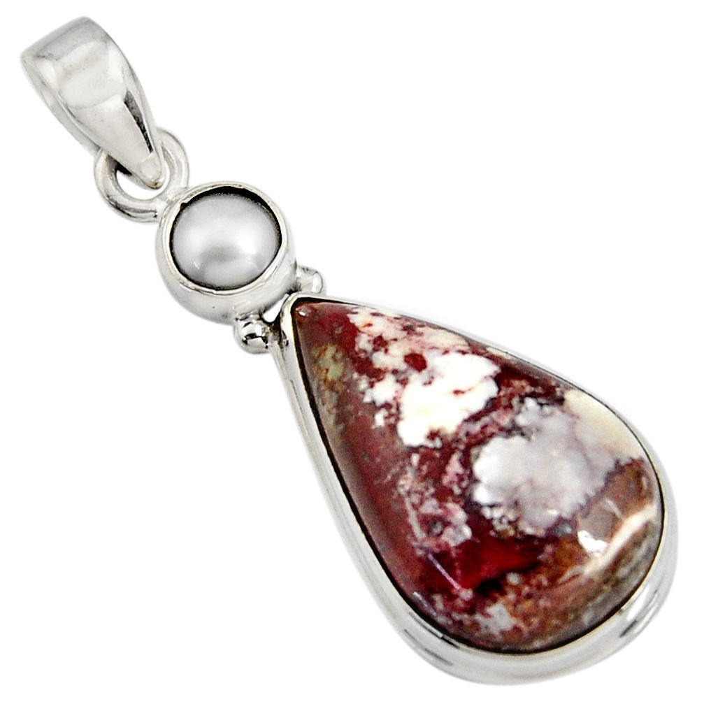 925 silver 14.47cts natural bronze wild horse magnesite pearl pendant r8060