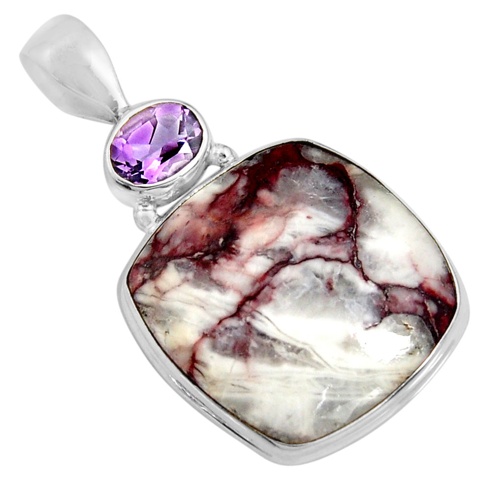 20.88cts natural bronze wild horse magnesite amethyst 925 silver pendant r8063