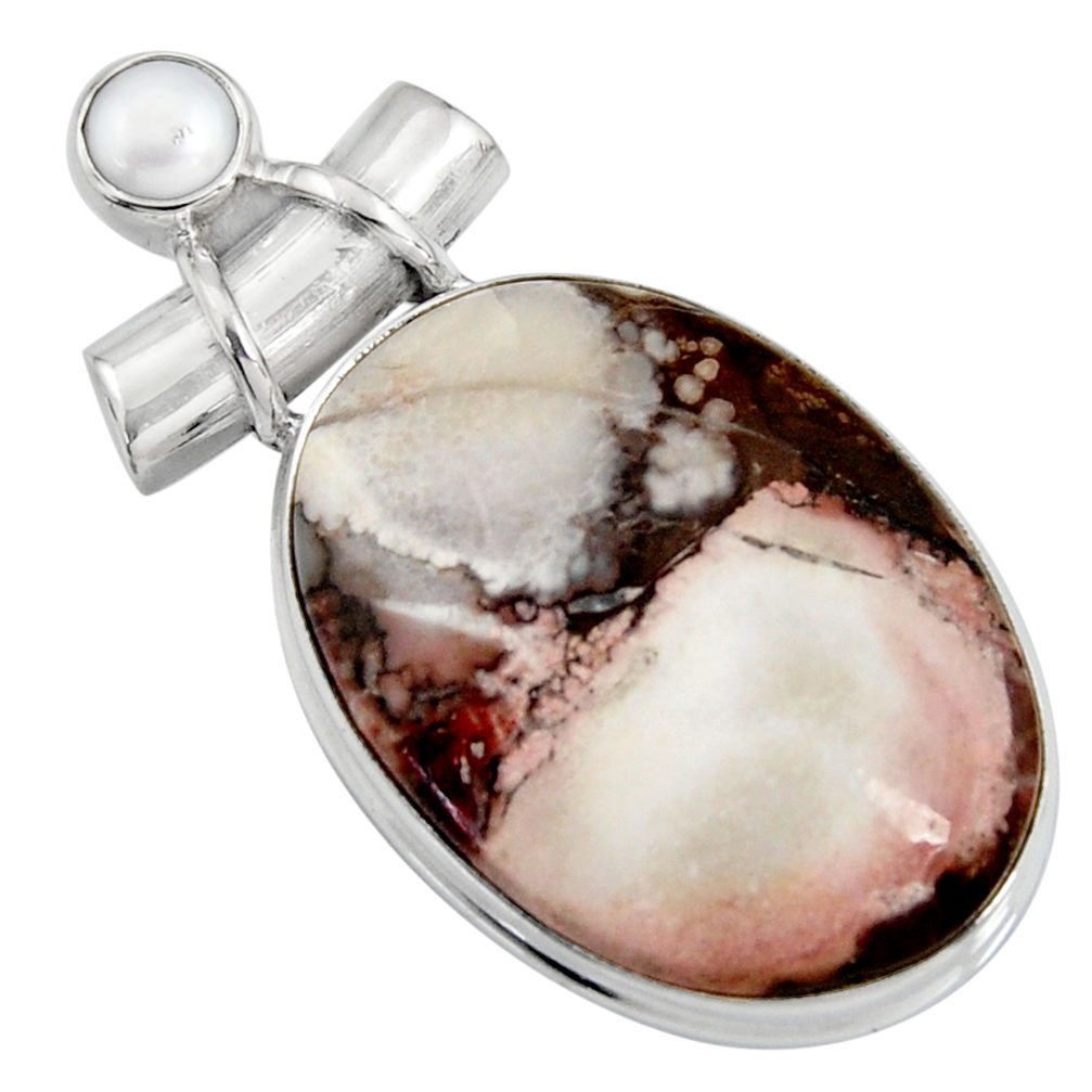 21.48cts natural bronze wild horse magnesite pearl 925 silver pendant r8077