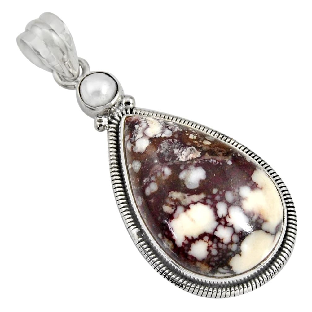 25.00cts natural bronze wild horse magnesite pearl 925 silver pendant r8089