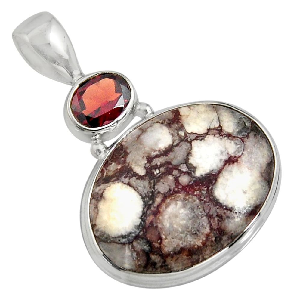 15.65cts natural bronze wild horse magnesite garnet 925 silver pendant r8099