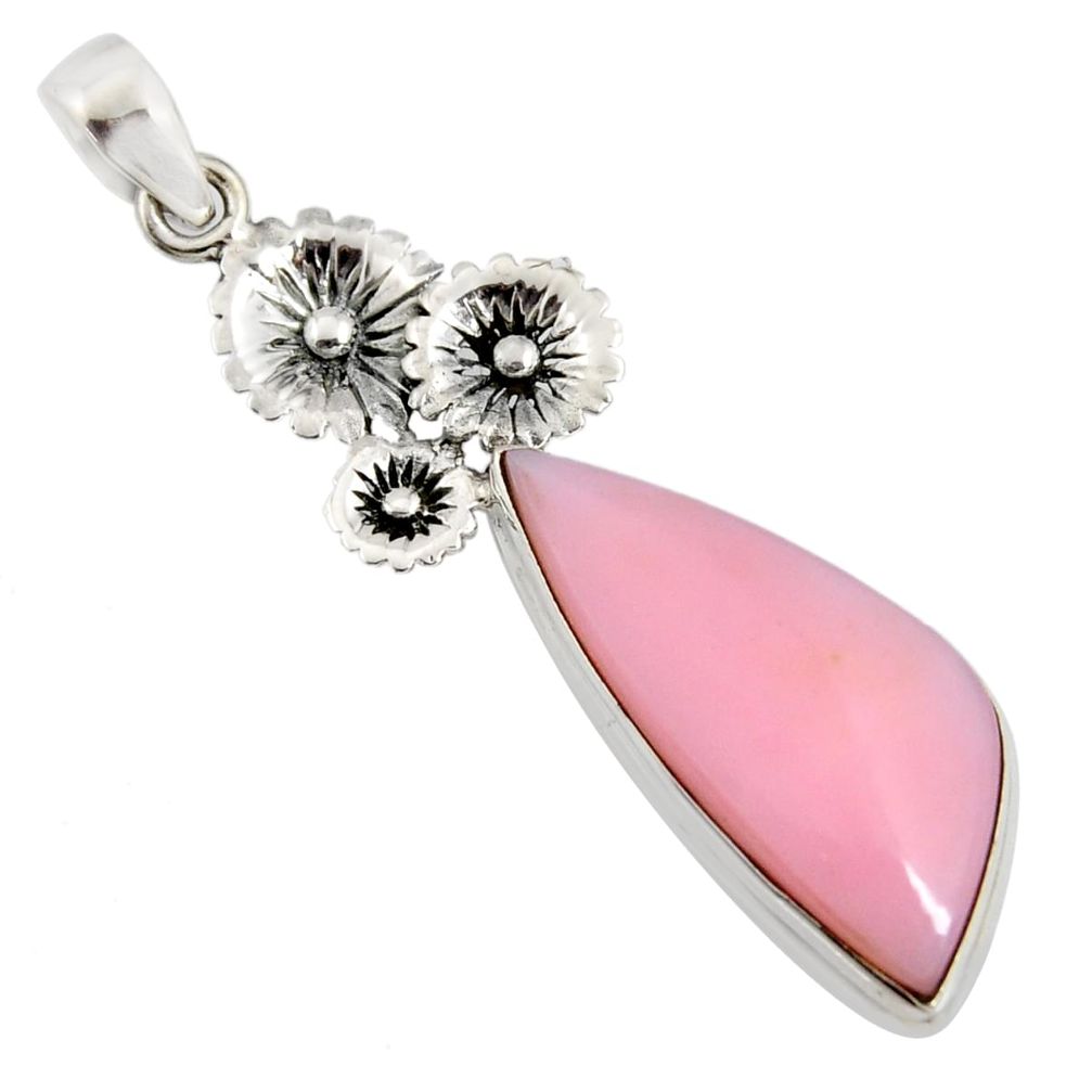 15.02cts natural pink opal 925 sterling silver flower pendant jewelry r8130