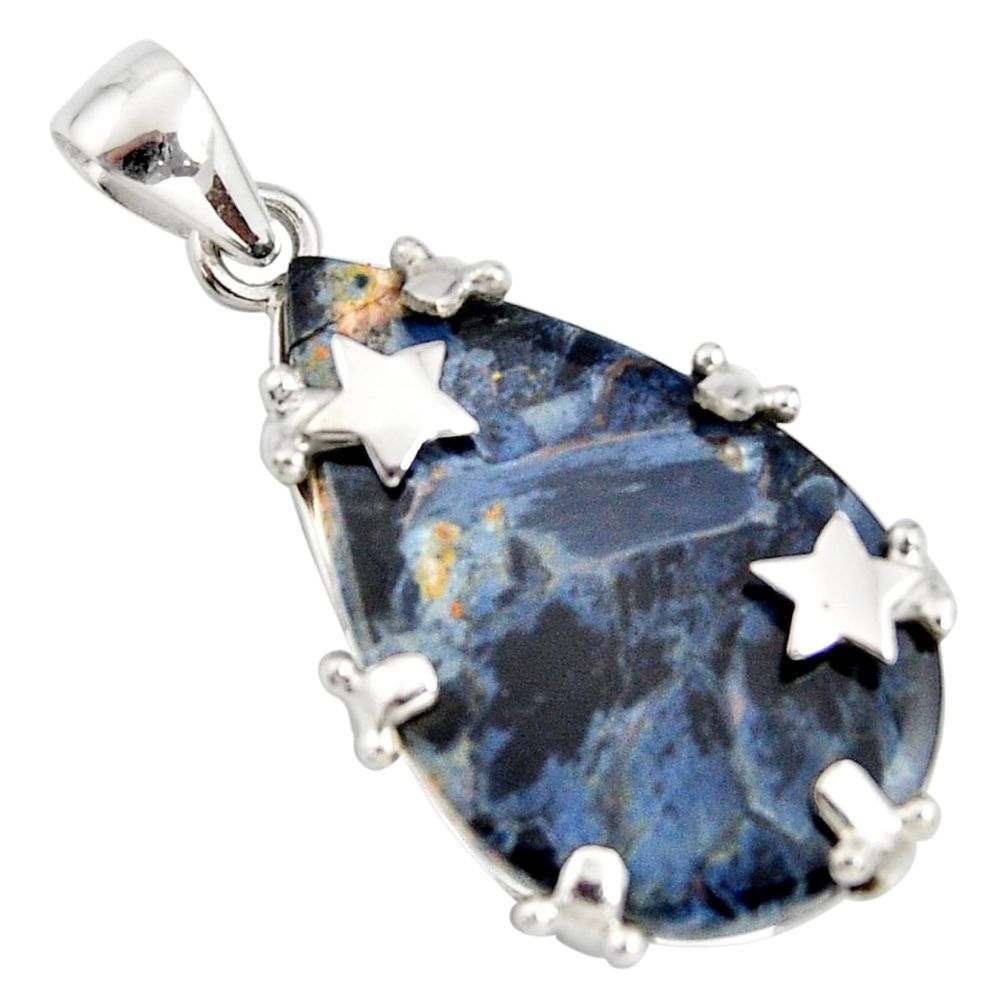 925 silver 17.86cts natural black pietersite (african) star charm pendant r8165