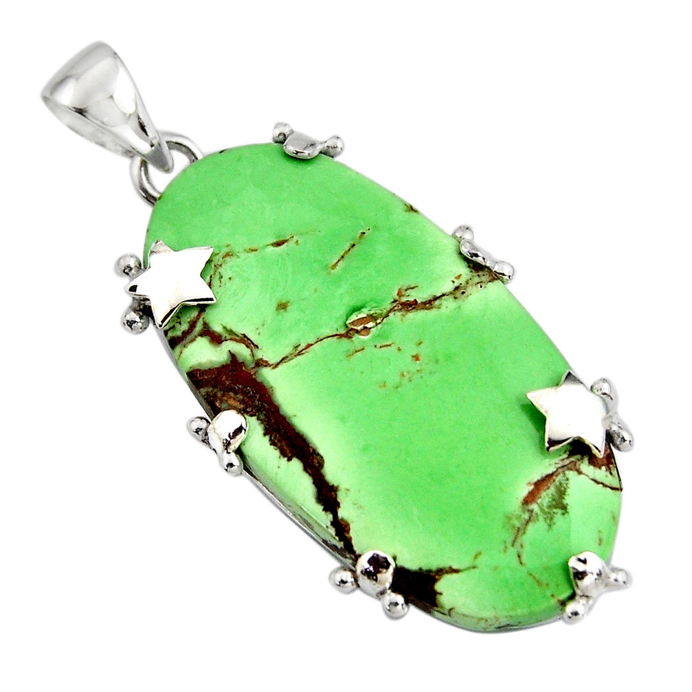 30.59cts natural green variscite 925 sterling silver star pendant jewelry r8261