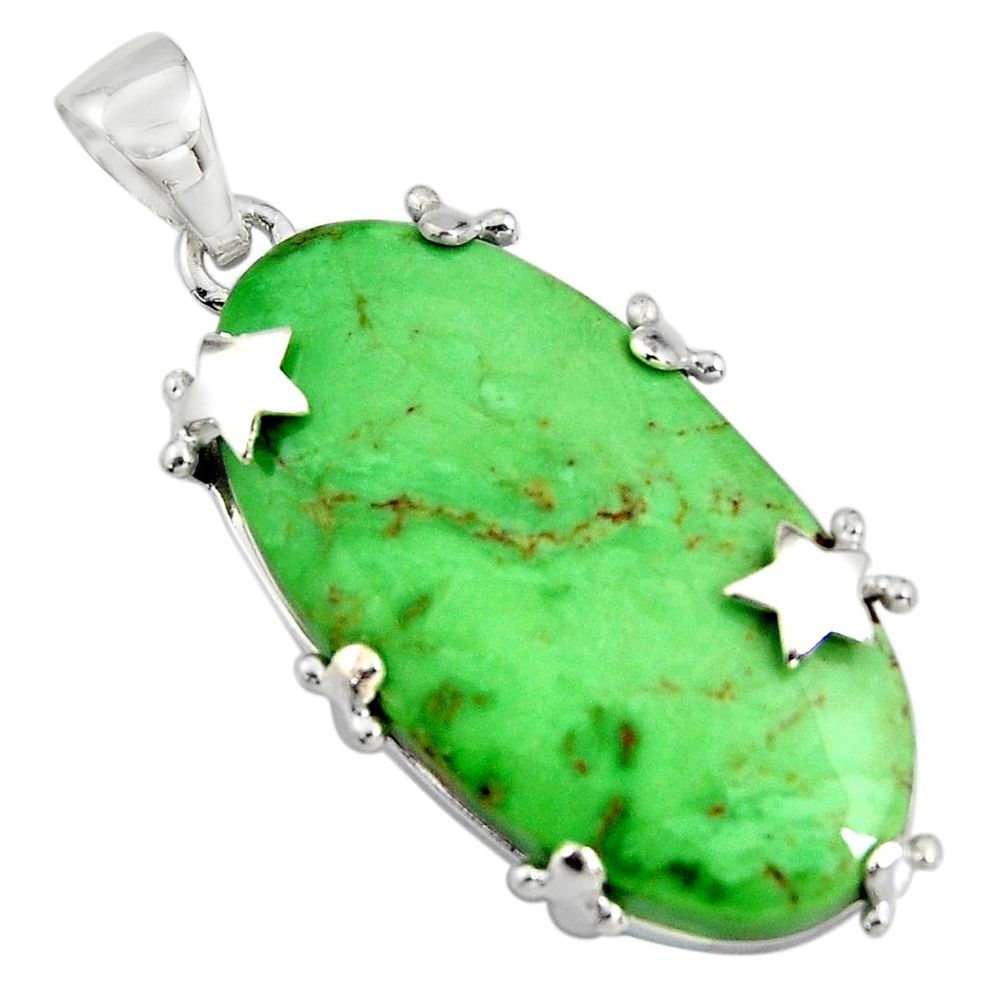 27.46cts natural green variscite 925 sterling silver star pendant jewelry r8268