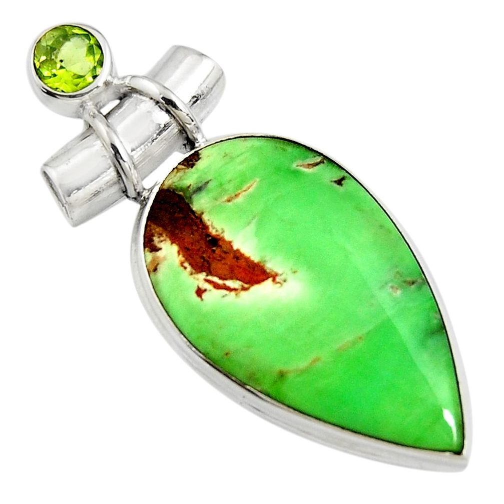 16.20cts natural green variscite peridot 925 sterling silver pendant r8287