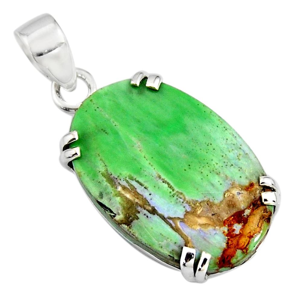 15.26cts natural green variscite 925 sterling silver pendant jewelry r8290