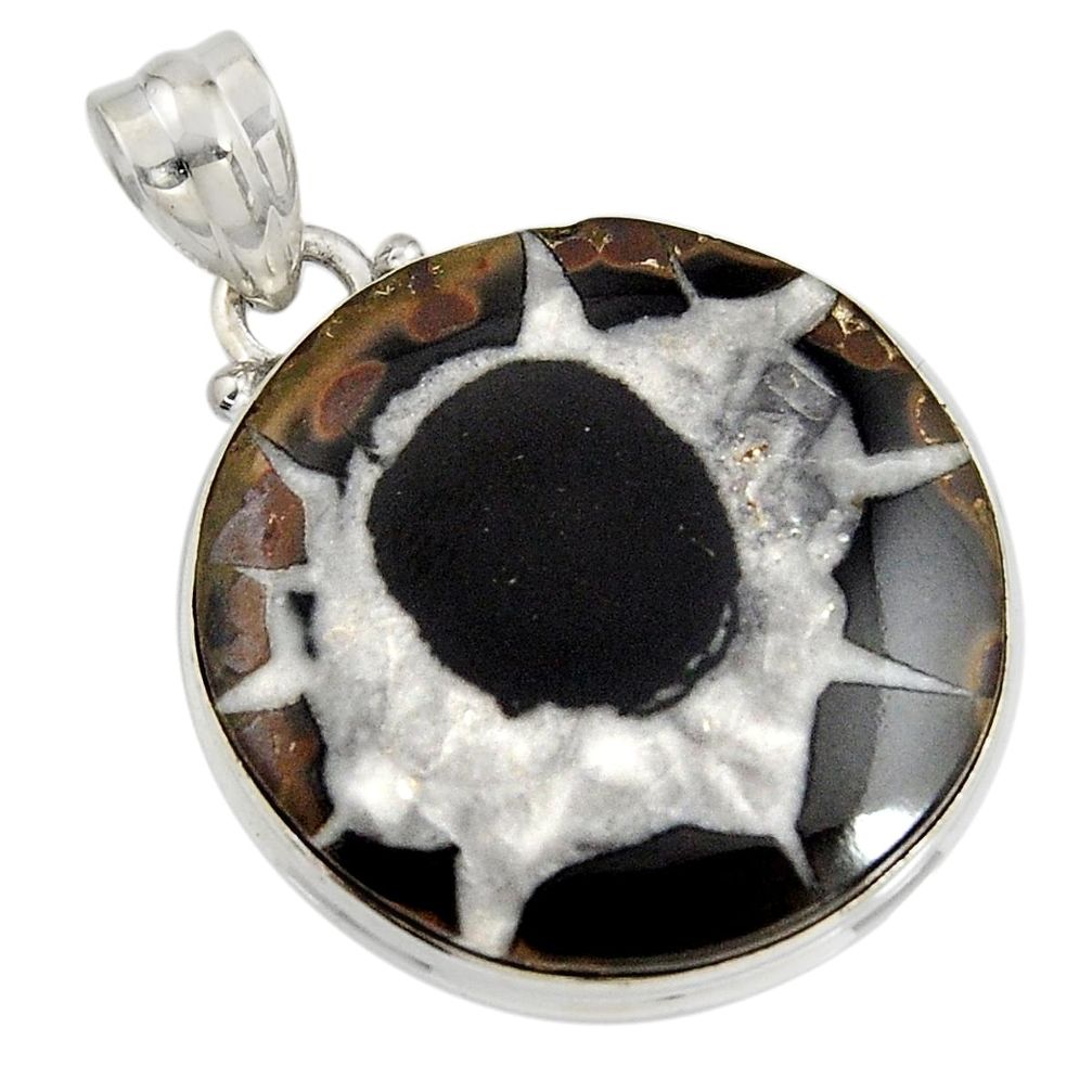 28.08cts natural black septarian gonads 925 sterling silver pendant r8333