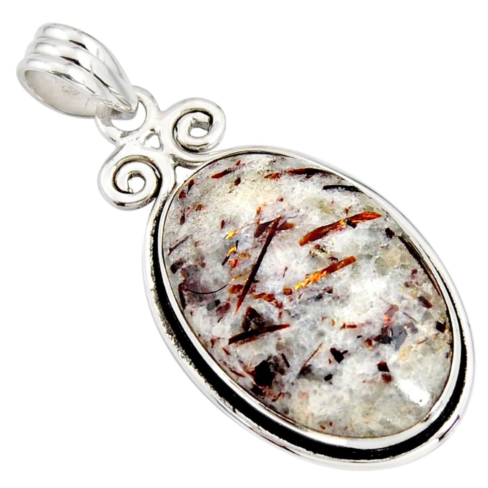 18.10cts natural bronze astrophyllite (star leaf) 925 silver pendant r8368