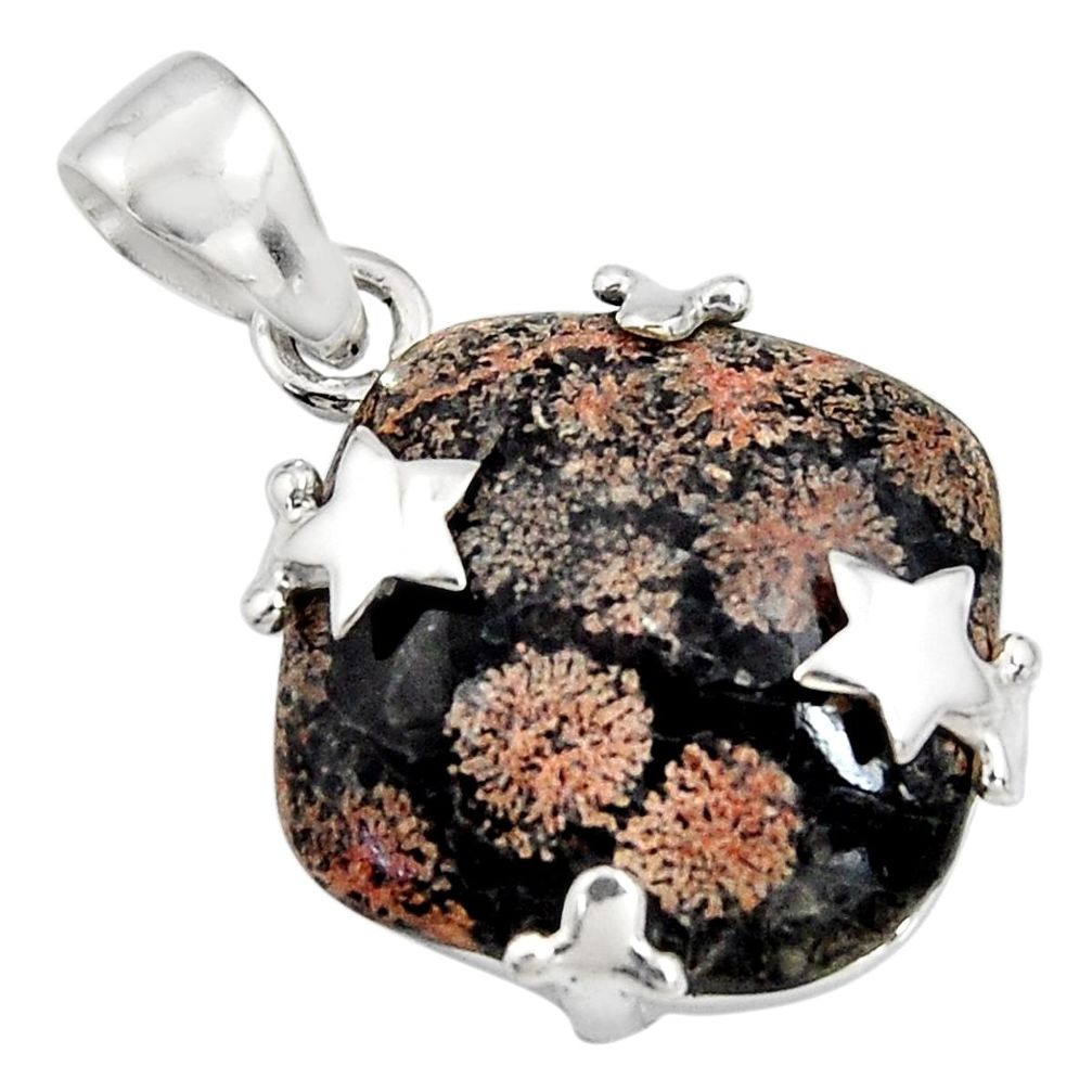 15.65cts natural pink firework obsidian 925 sterling silver star pendant r8443