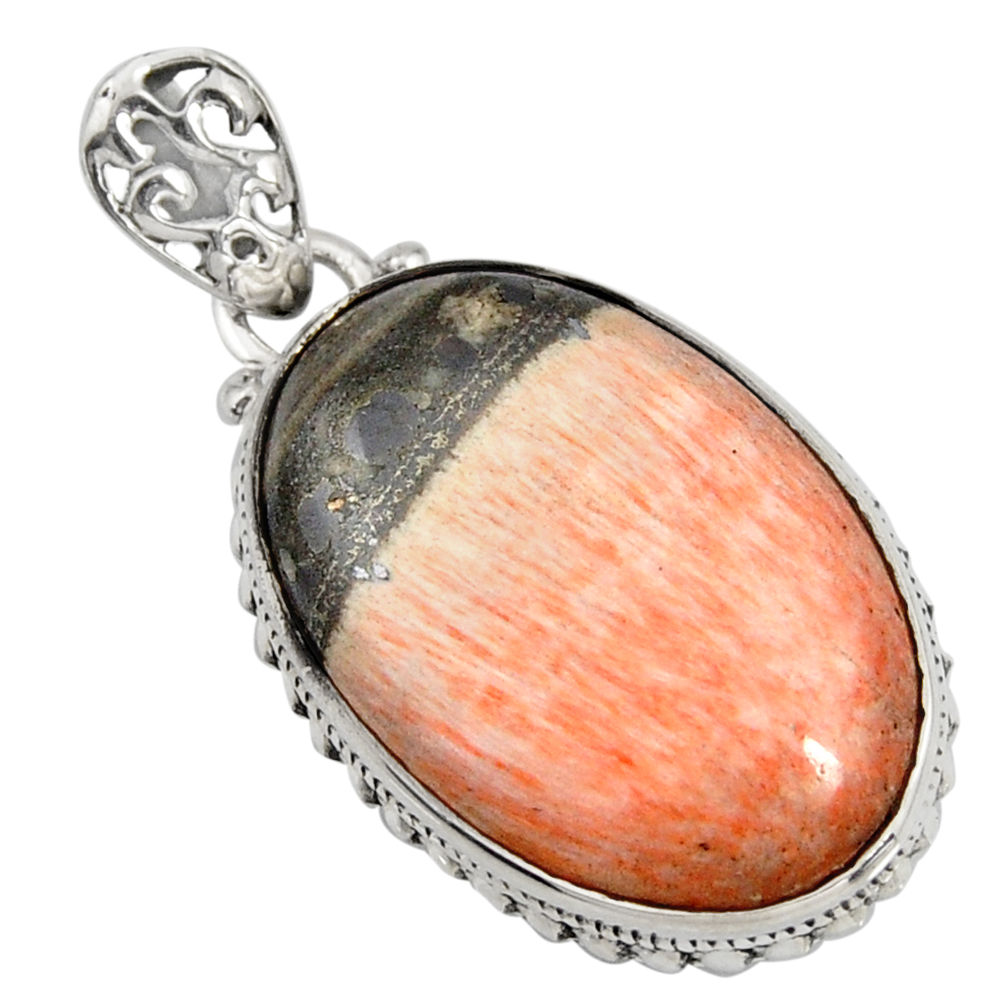 24.38cts natural orange celestobarite 925 sterling silver pendant jewelry r8481