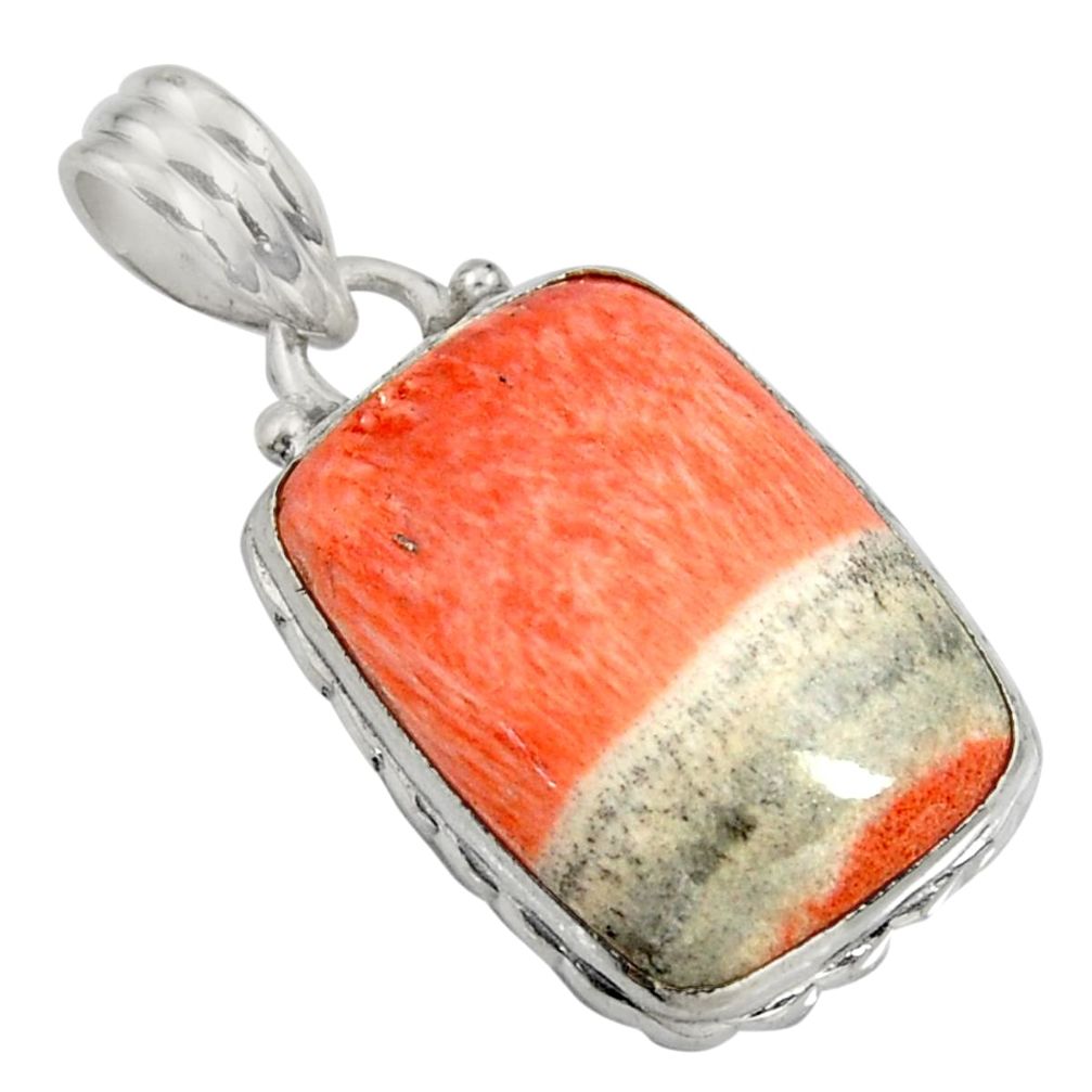 18.68cts natural orange celestobarite 925 sterling silver pendant jewelry r8485