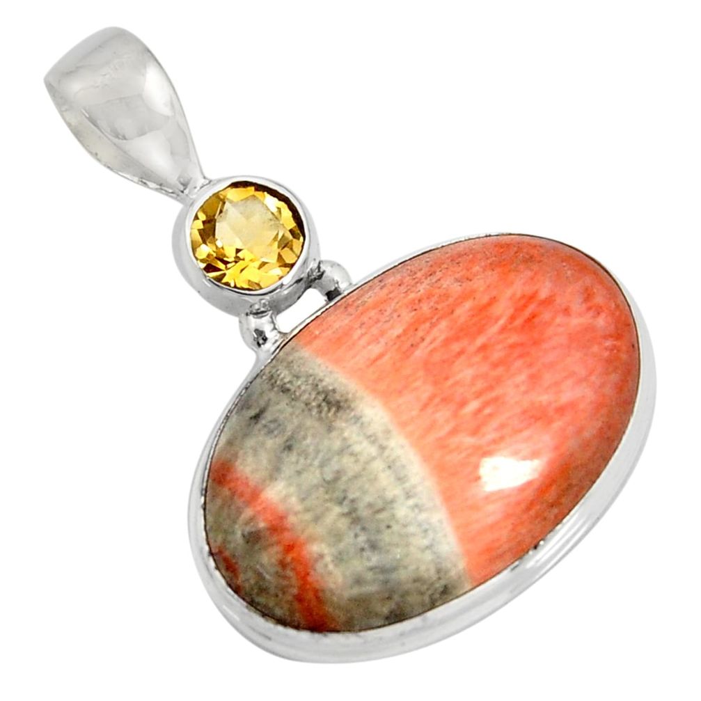 18.15cts natural orange celestobarite citrine 925 sterling silver pendant r8497