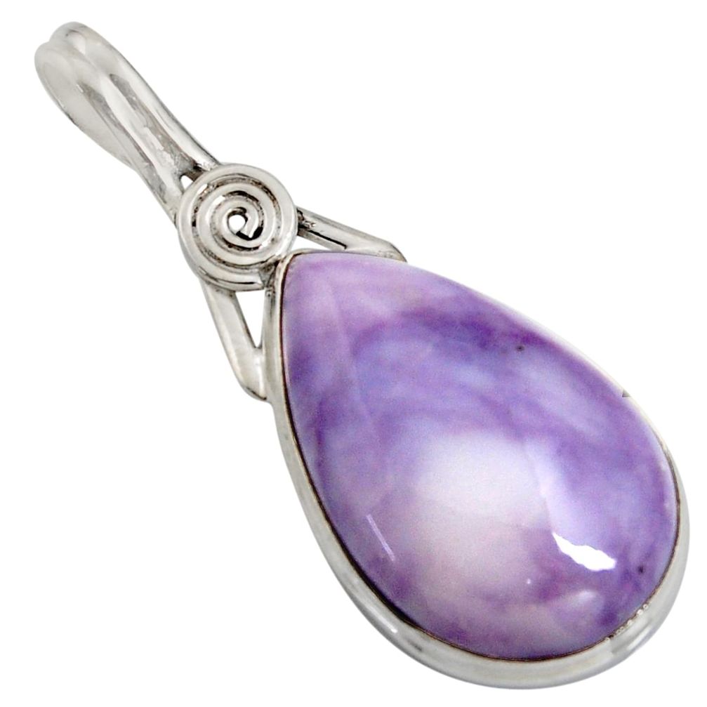17.22cts natural purple tiffany stone 925 sterling silver pendant jewelry r8512