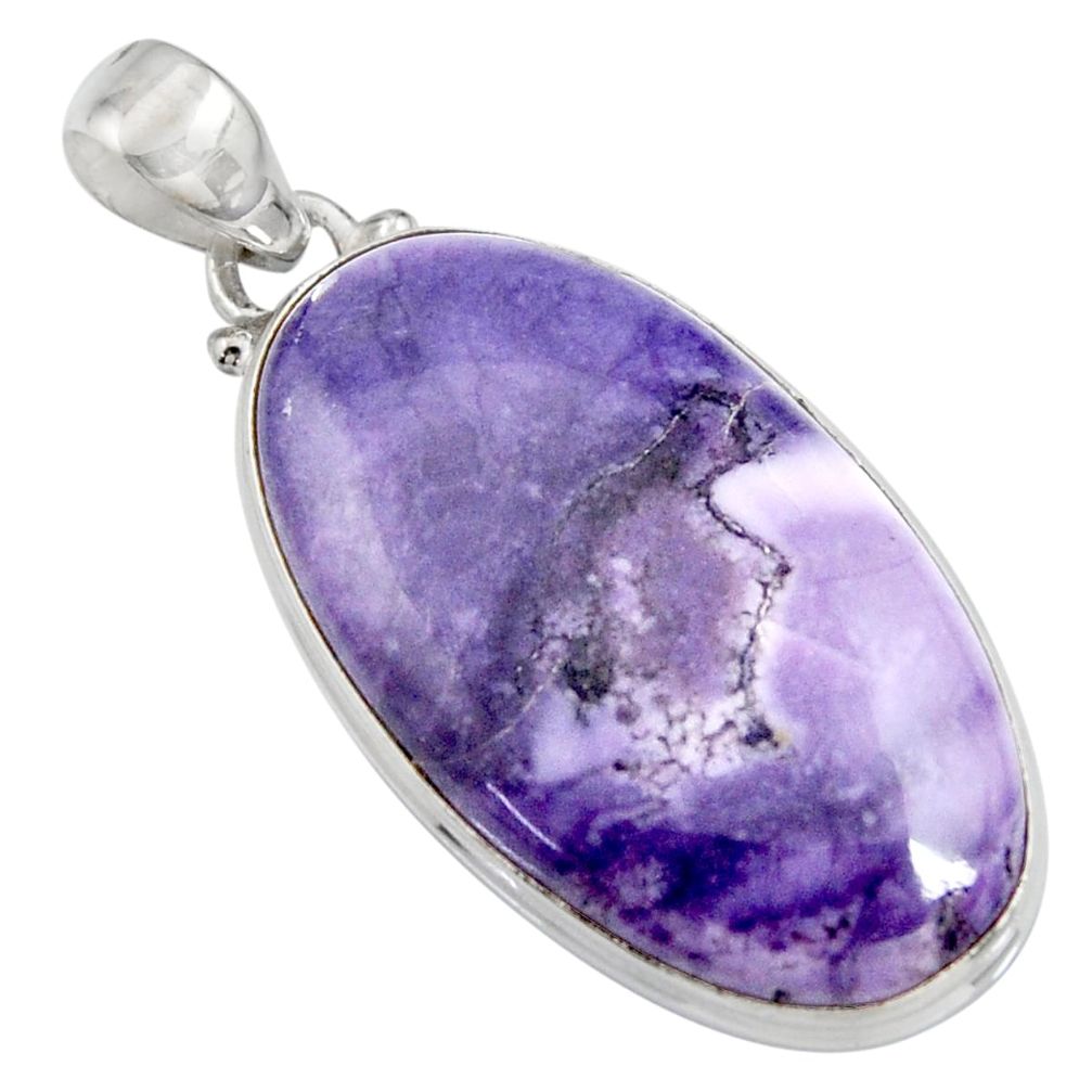 925 silver 20.88cts natural purple tiffany stone oval pendant jewelry r8515
