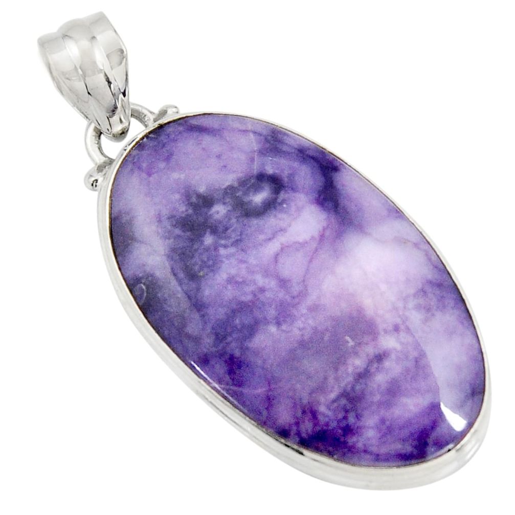 17.57cts natural purple tiffany stone 925 sterling silver pendant jewelry r8520