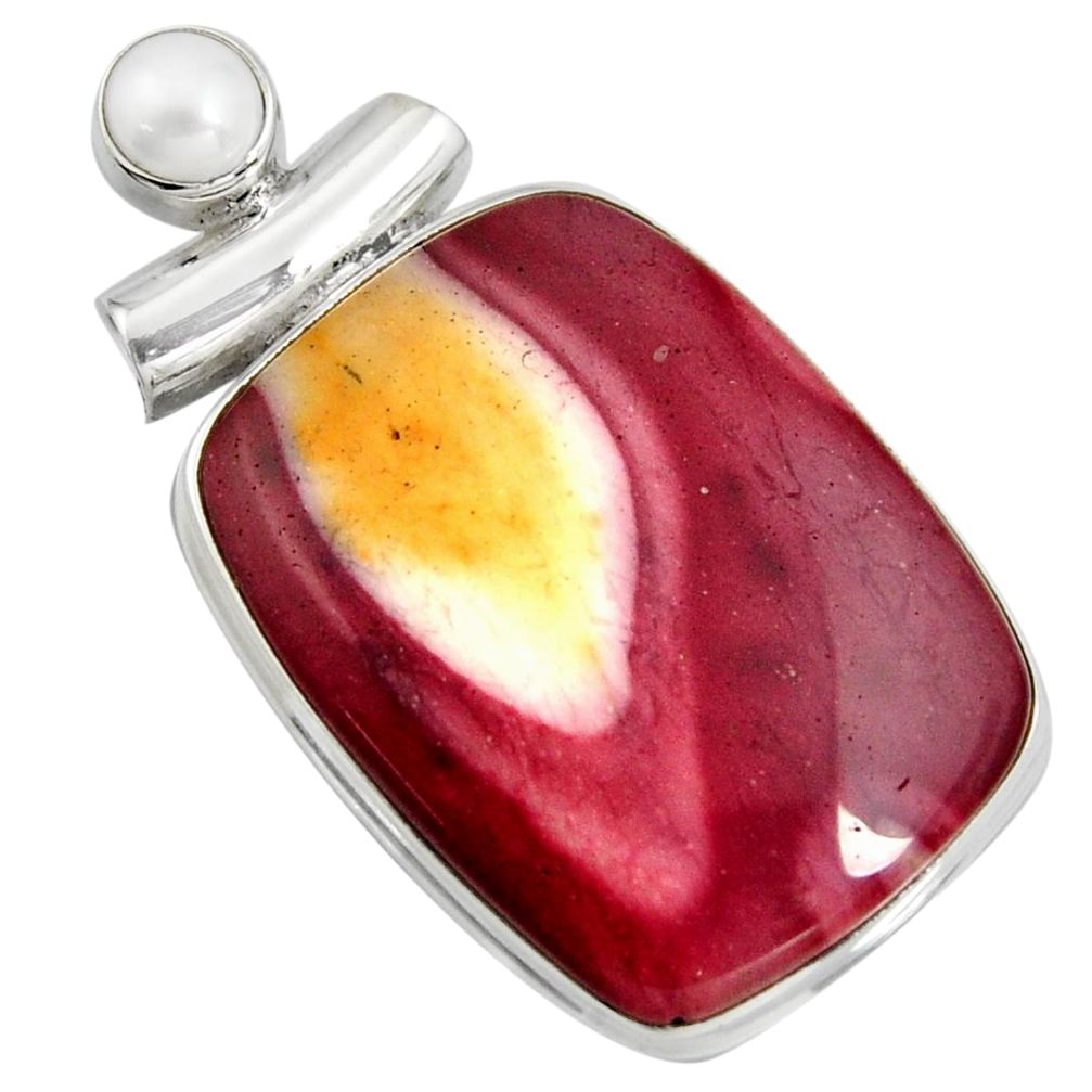 26.70cts natural brown mookaite pearl 925 sterling silver pendant jewelry r8543