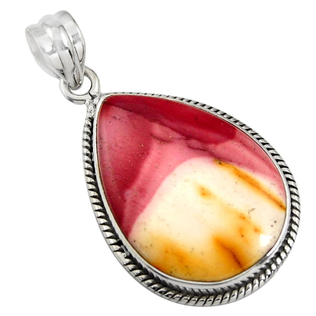 925 sterling silver 18.70cts natural brown mookaite pear pendant jewelry r8544