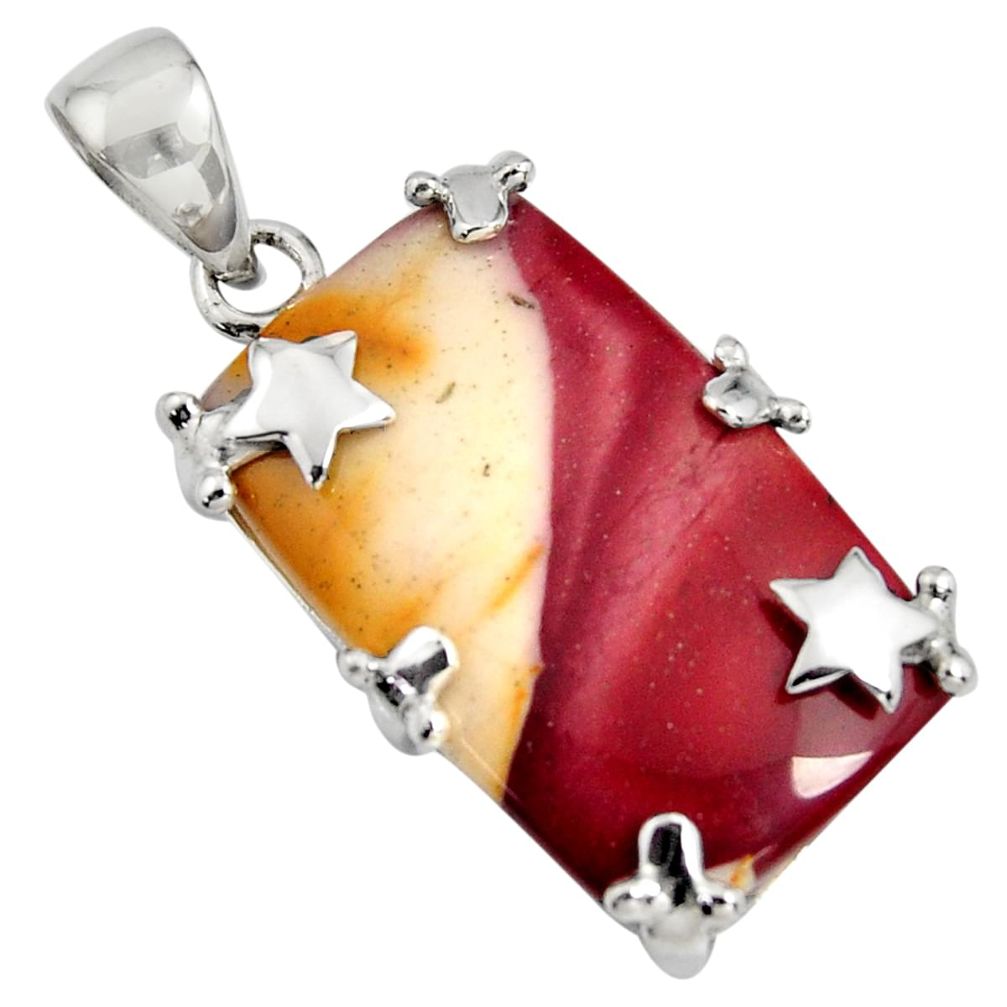 19.60cts natural brown mookaite 925 sterling silver pendant jewelry r8546