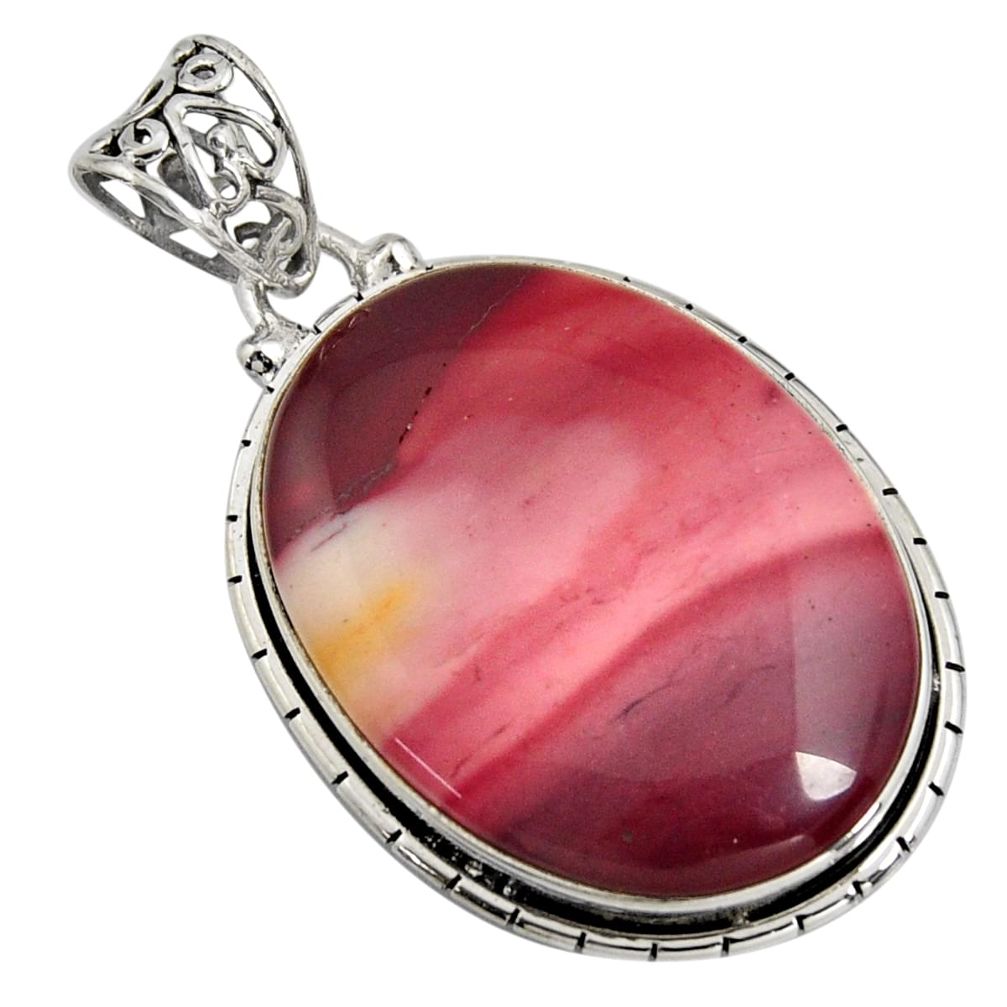 925 sterling silver 24.38cts natural brown mookaite oval pendant jewelry r8547