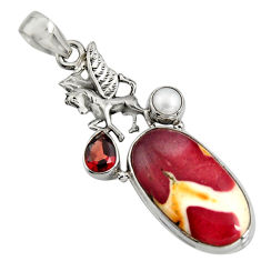 16.70cts natural brown mookaite garnet 925 sterling silver unicorn pendant r8548