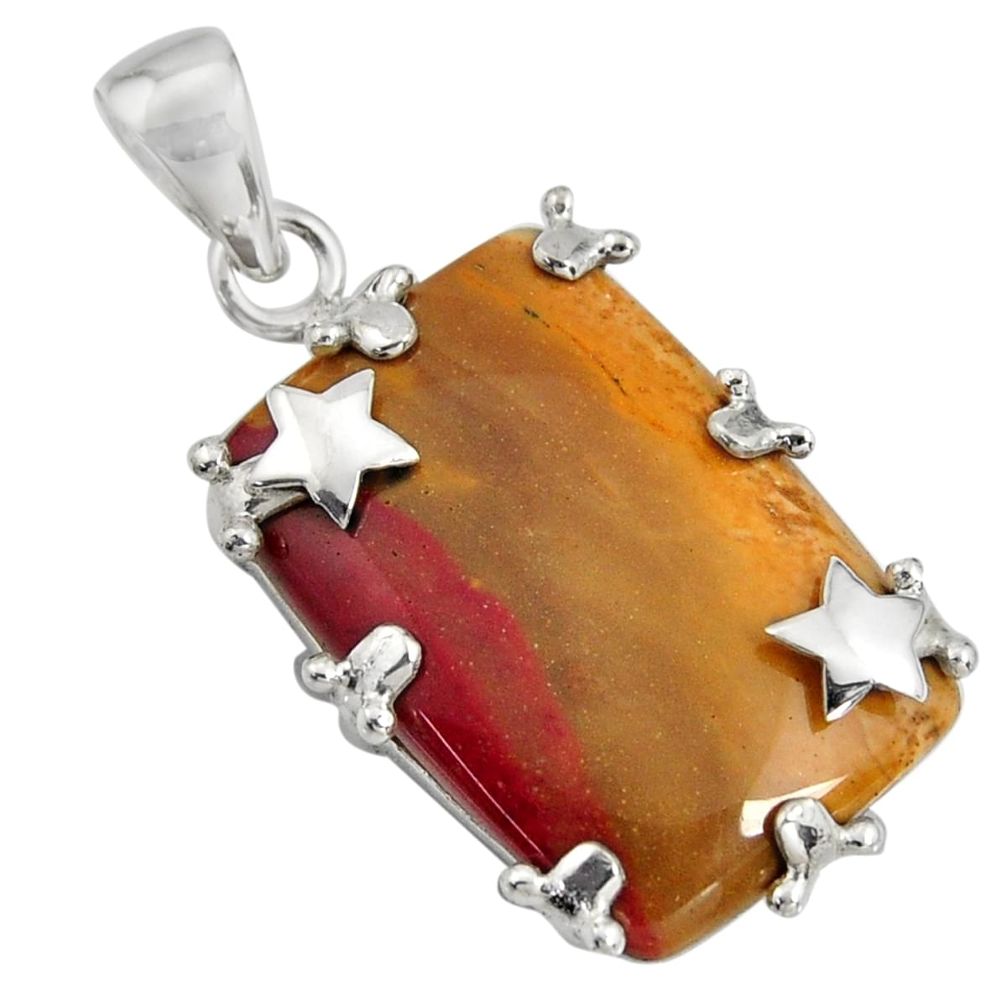 22.48cts natural brown mookaite 925 sterling silver pendant jewelry r8549