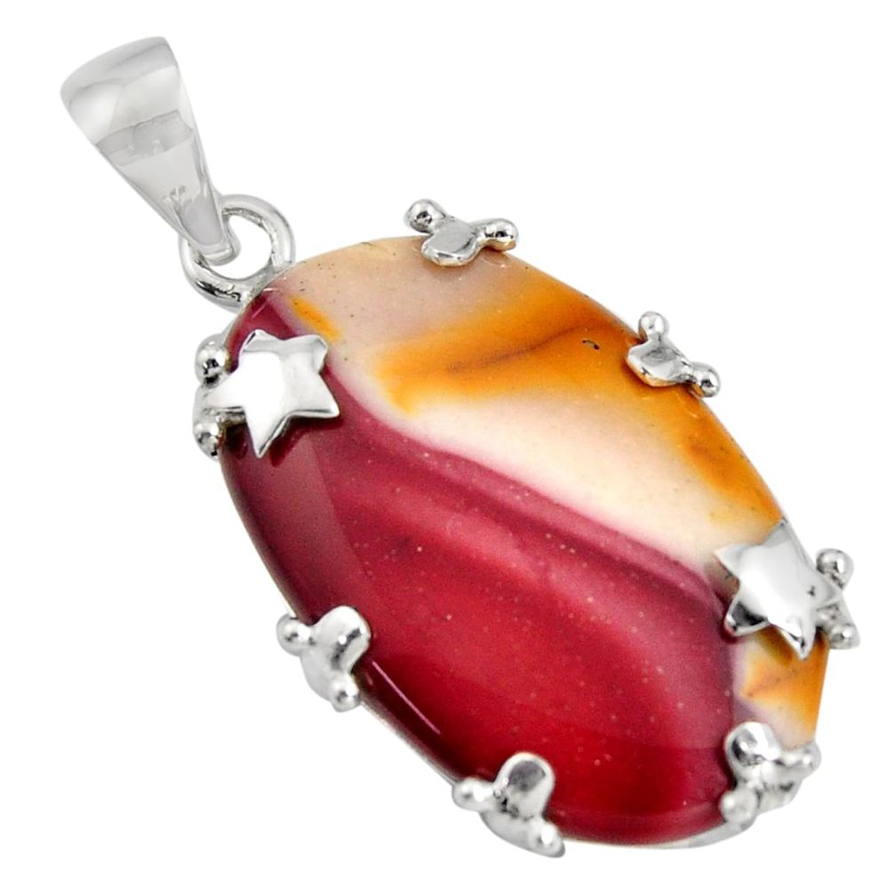 26.19cts natural brown mookaite oval 925 sterling silver pendant jewelry r8550