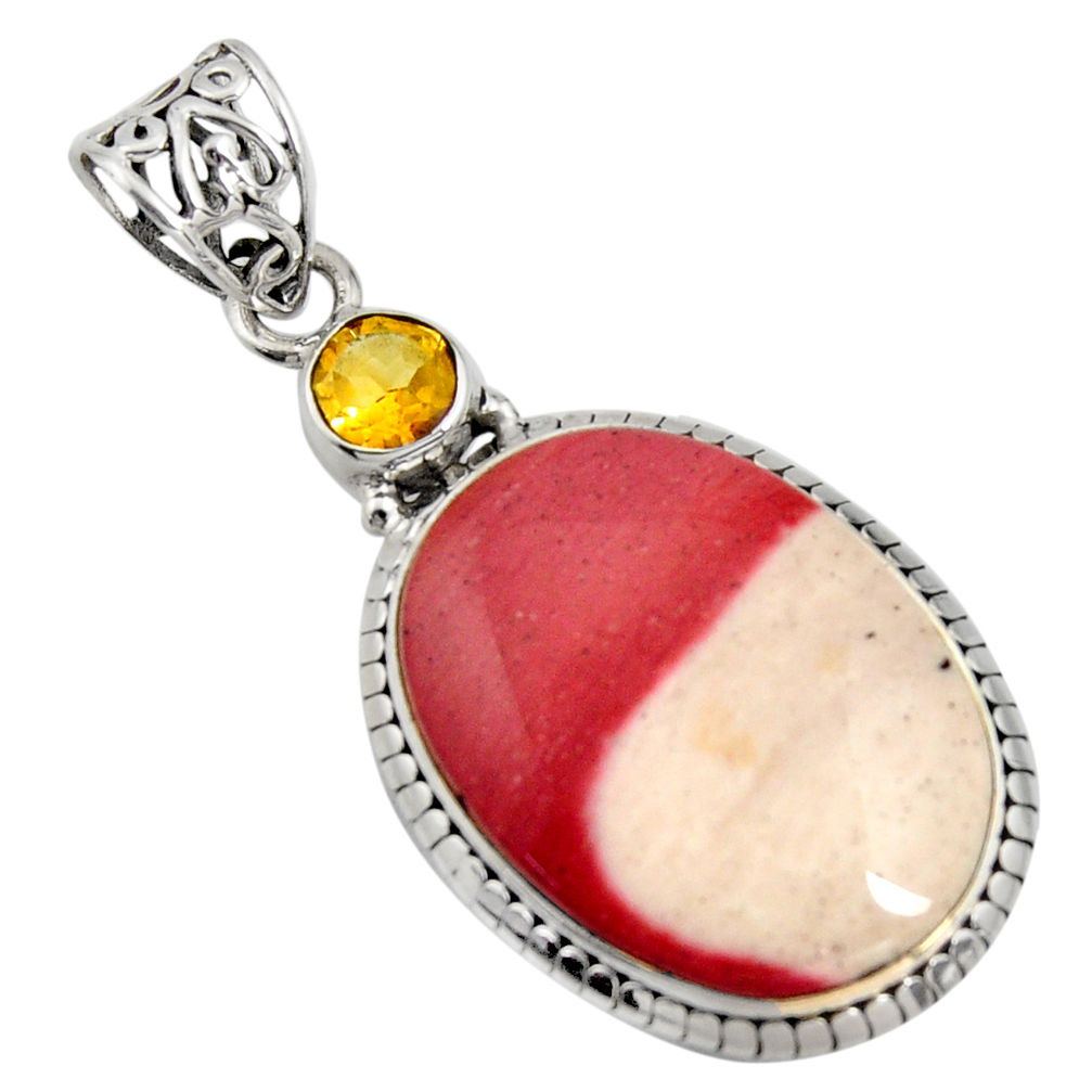 22.59cts natural brown mookaite citrine 925 sterling silver pendant r8552