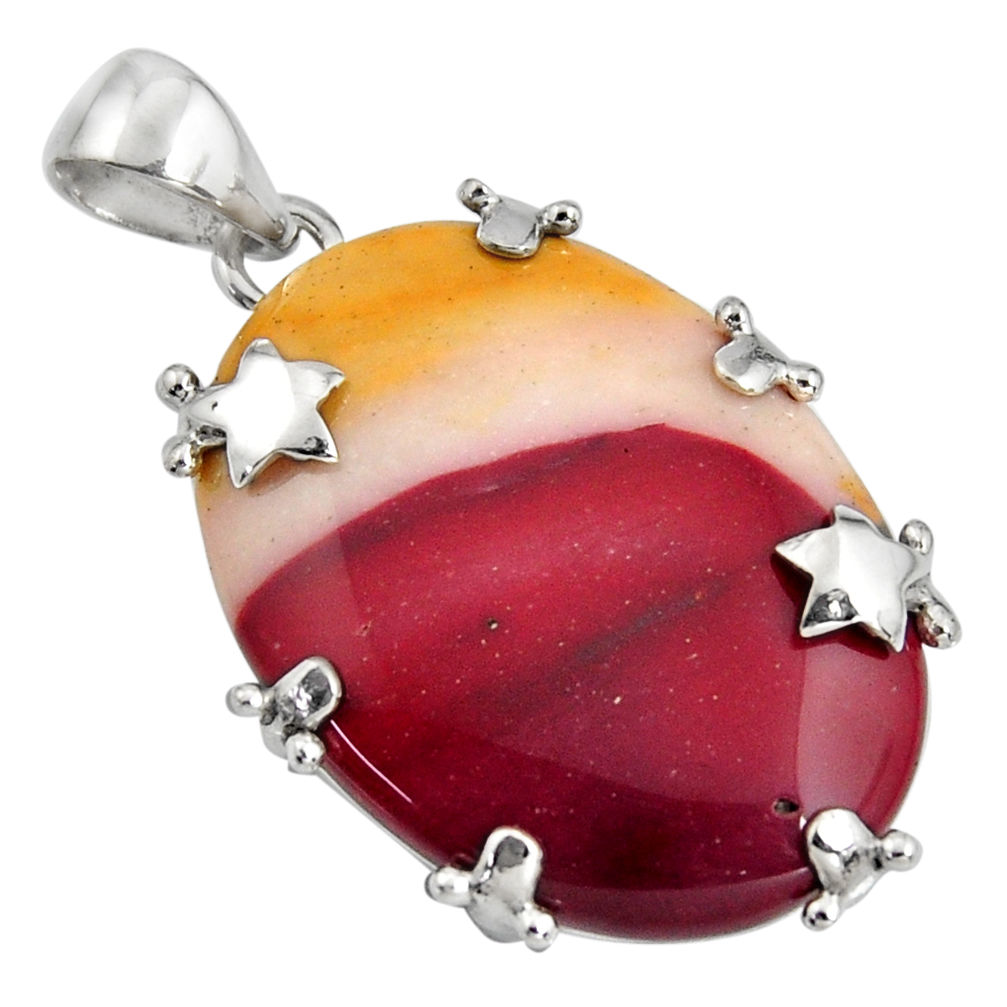 26.85cts natural brown mookaite 925 sterling silver pendant jewelry r8555