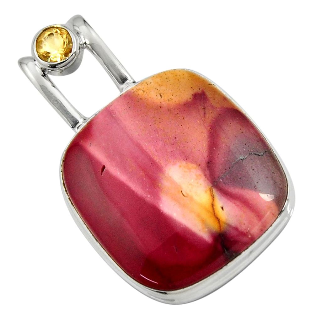 25.28cts natural brown mookaite citrine 925 sterling silver pendant r8556