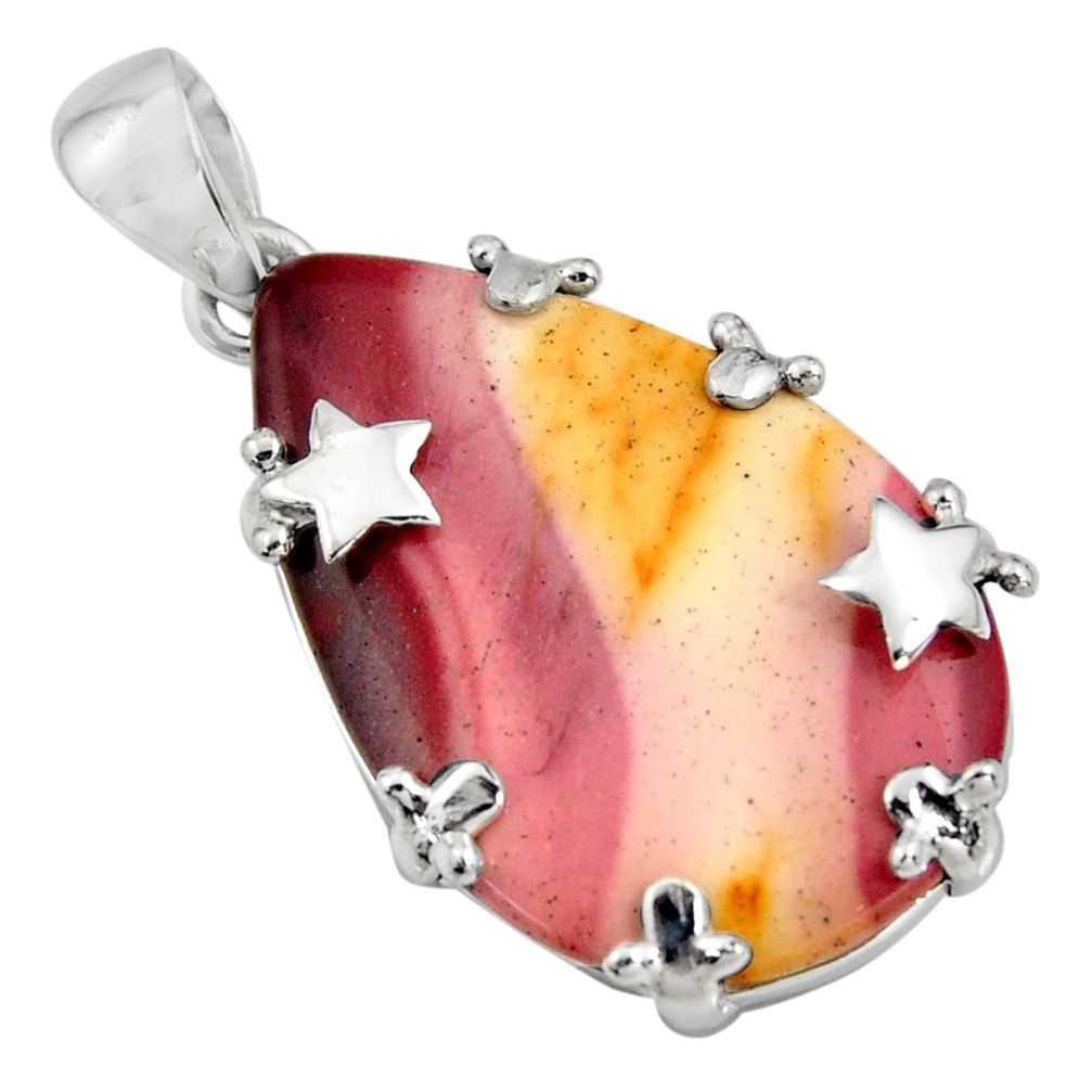 19.68cts natural brown mookaite 925 sterling silver star pendant jewelry r8559