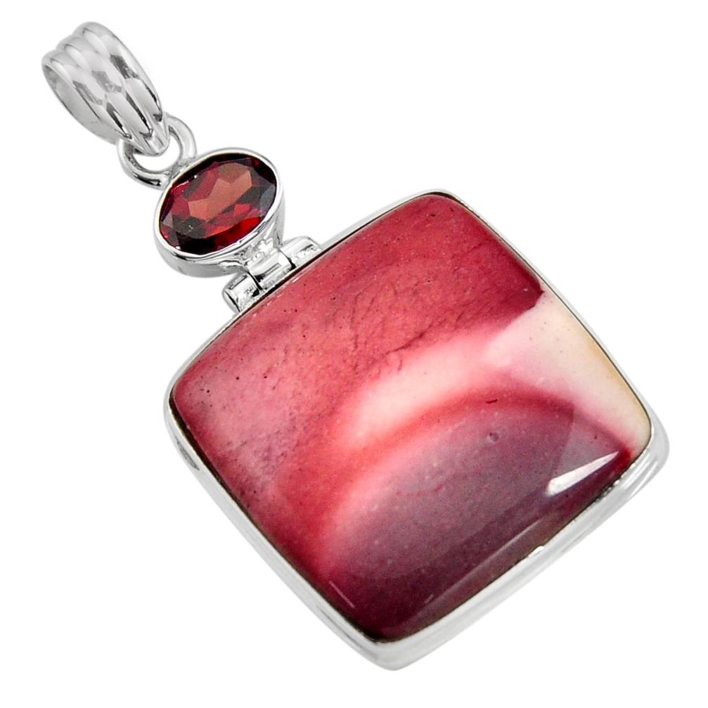 24.00cts natural brown mookaite garnet 925 sterling silver pendant jewelry r8562