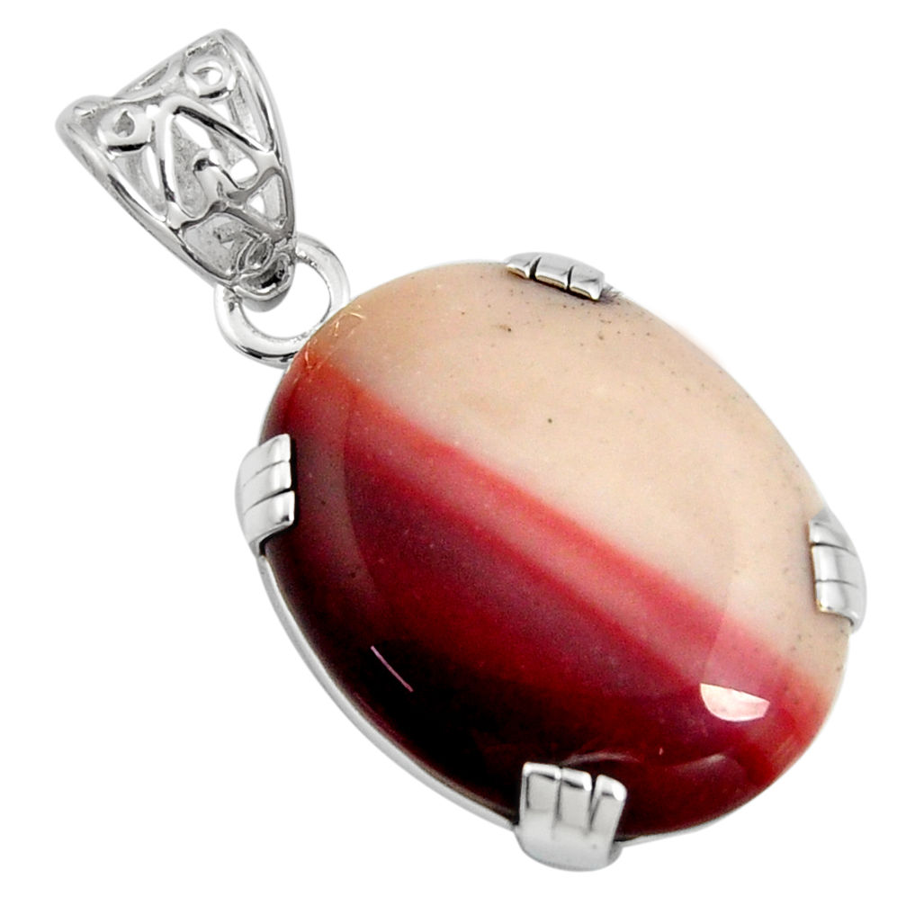 18.28cts natural brown mookaite 925 sterling silver pendant jewelry r8563