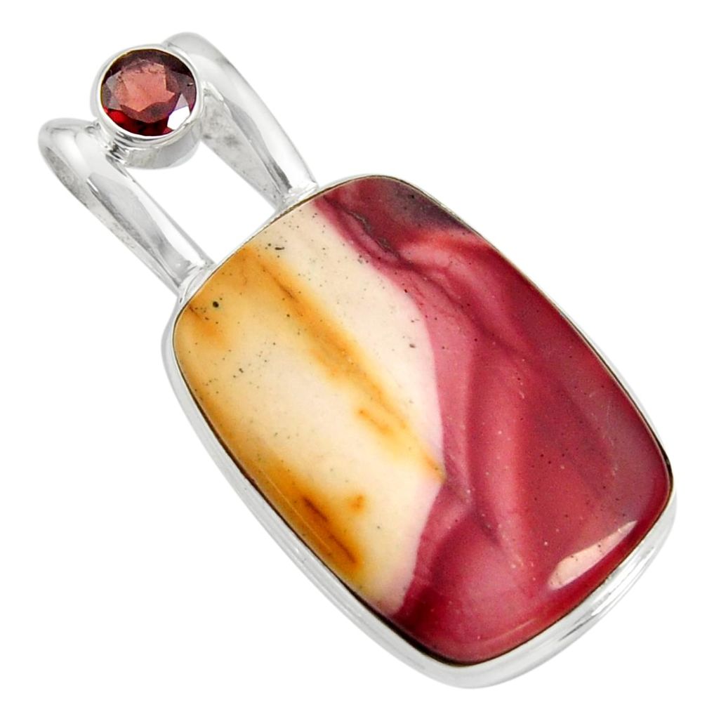 17.22cts natural brown mookaite red garnet 925 sterling silver pendant r8567