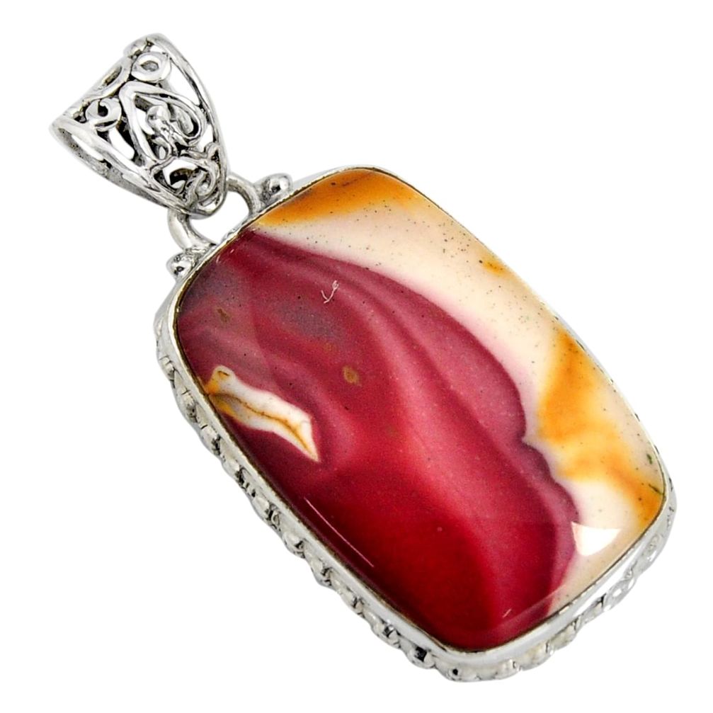 925 sterling silver 24.00cts natural brown mookaite octagan pendant r8570