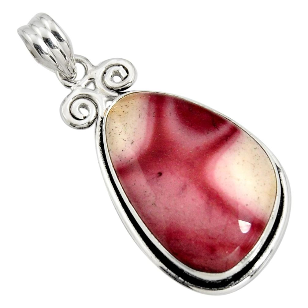 19.72cts natural brown mookaite 925 sterling silver pendant jewelry r8576