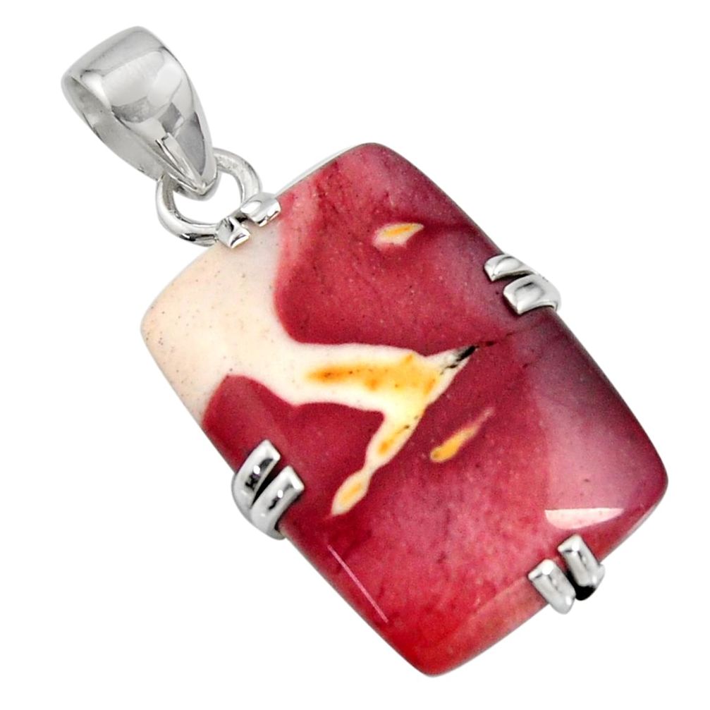 19.45cts natural brown mookaite 925 sterling silver pendant jewelry r8578