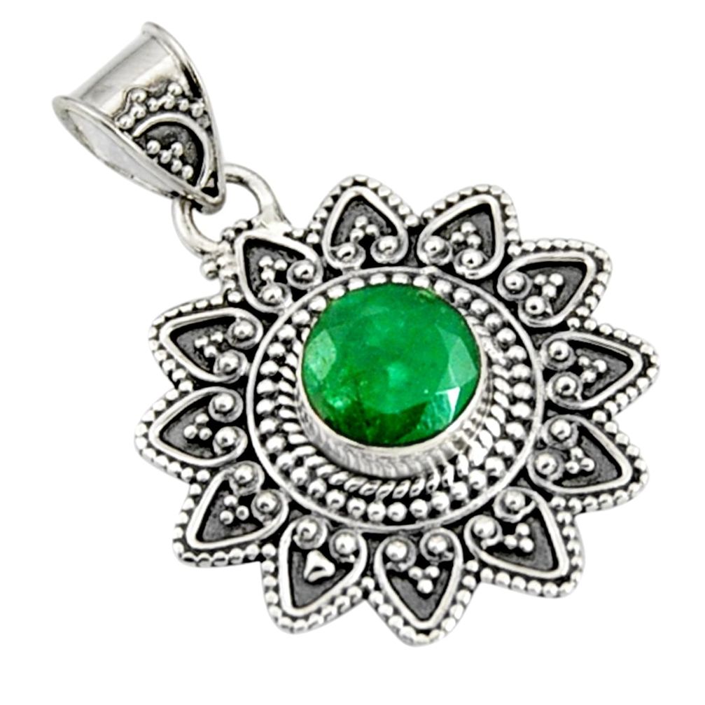 3.41cts natural green emerald 925 sterling silver pendant jewelry r9309