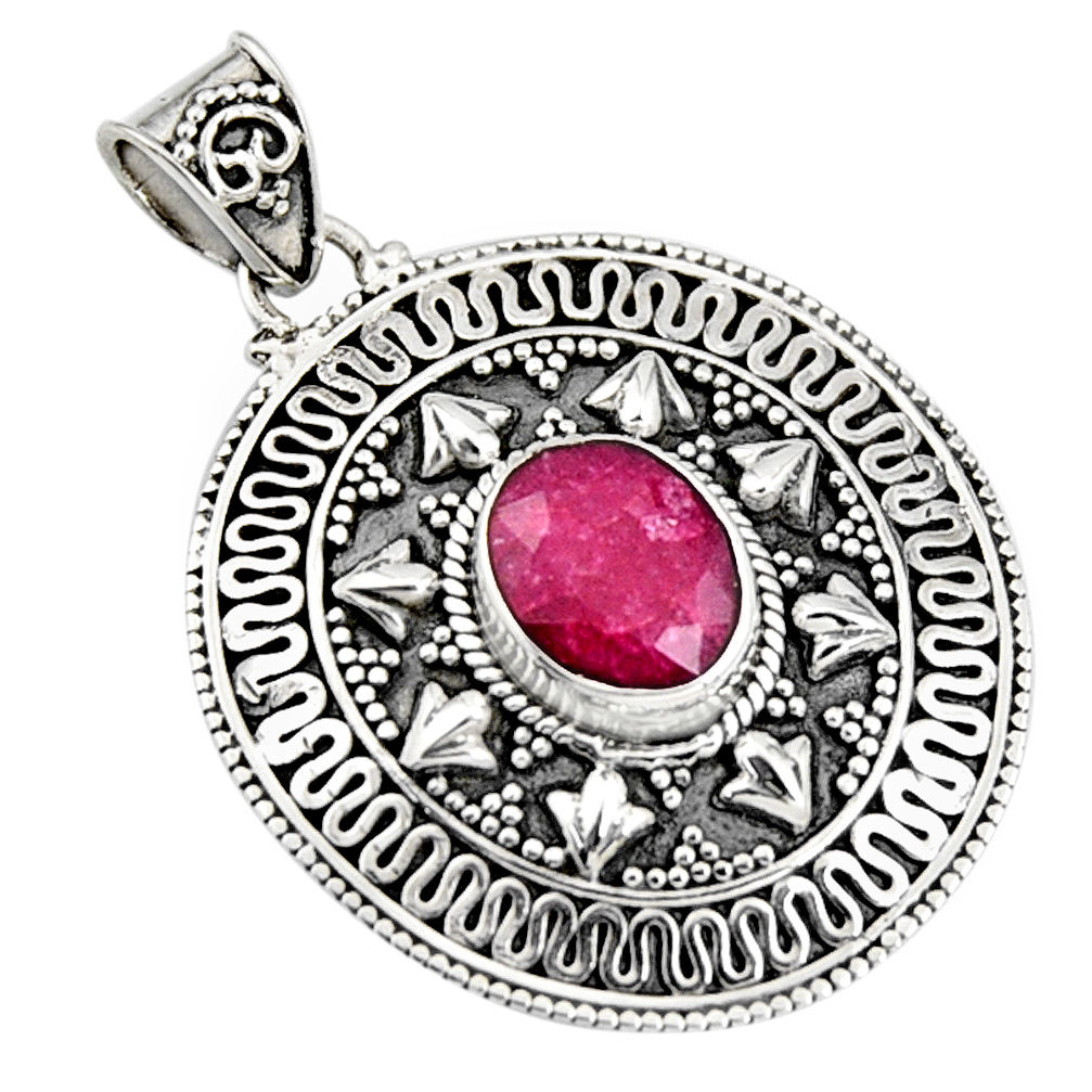 3.89cts natural red ruby 925 sterling silver pendant jewelry r9313
