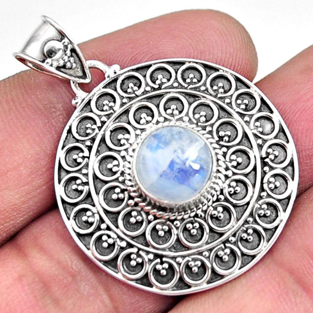 3.13cts natural rainbow moonstone 925 sterling silver pendant jewelry r9331