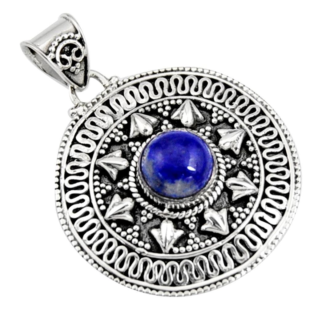 3.31cts natural blue lapis lazuli 925 sterling silver pendant jewelry r9347